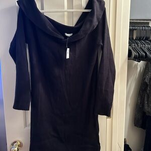 NWT American Eagle Outfitters Black Off the Shoulder Sweater Dress